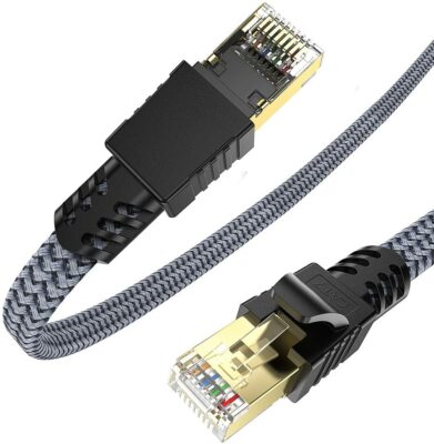 Cat 7 Ethernet RJ45 Cable 6.6ft Shielded Profess Gold-Plated Network Flat Cable