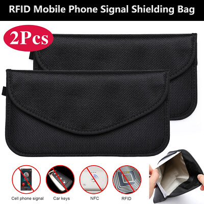 2Pcs Faraday Bag Cell Phone Wallet Blocker RFID Signal Blocking Shielding Pouch