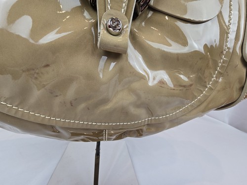 READ Francesco Biasia Hand Bag Beige Tan Patent Leather - Picture 7 of 11