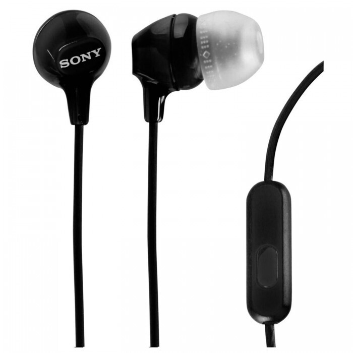 Sony MDR-EX15AP Wired In-Ear Stereo Headphones Mic Black Noise