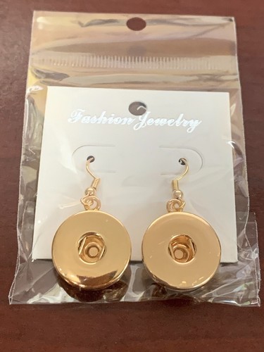 Snap Jewelry Gold Dangle Earring French Hook Dangle fits 18-20mm Ginger Charms - Picture 9 of 10