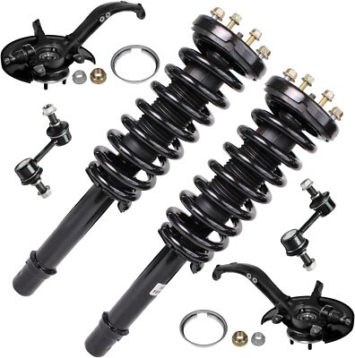 Front Steering Knuckles Hubs Struts Sway Bars for 2003 - 2007 Honda Accord 2.4L
