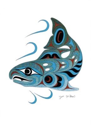 Spawning Salmon Joe Wilson Art Card Coast Salish SXWASET Native | eBay