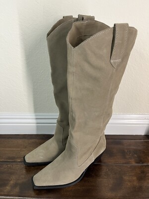 Pull & Bear Womens Leather Cowboy Knee High Boots US SIZE 6.5