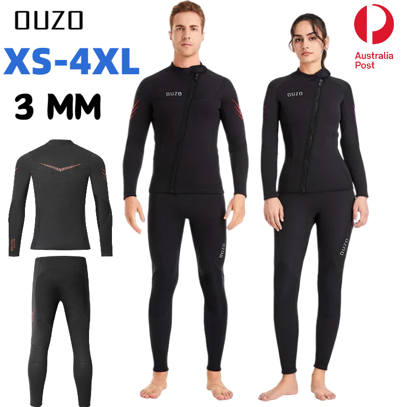 OUZO 3MM Wetsuit Split Zip Jacket Long Sleeve Diving Suit Men