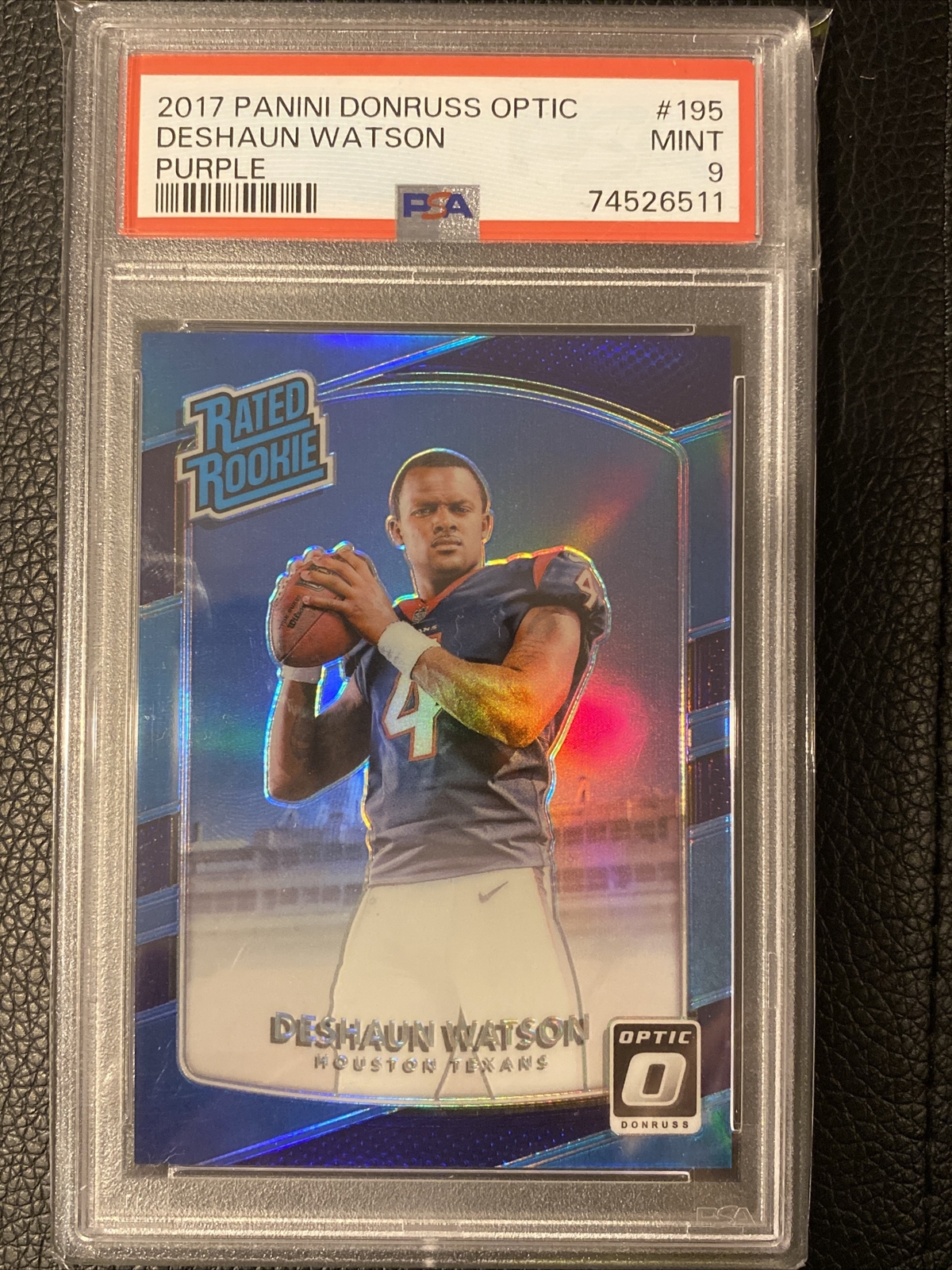 2017 Panini Donruss Optic Purple /50 Deshaun Watson RC #195 PSA 9