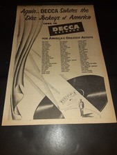 Decca Records Rare Original 1951 Promo Poster Ad Framed!