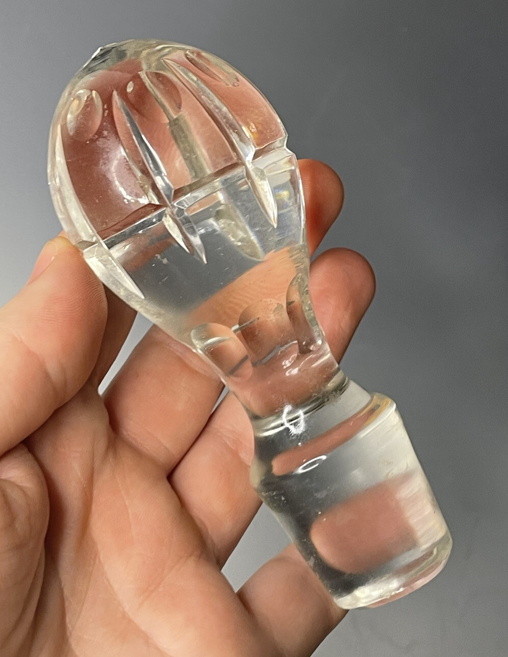 4 5/8" Antique Glass Bottle Stopper Decanter Barware 19th Early 20th