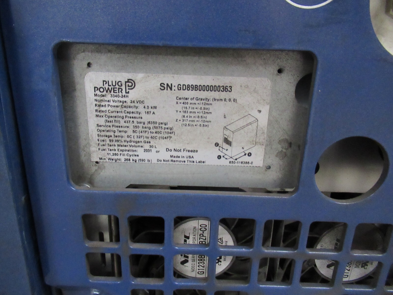 LOT of (3) PlugPower GenDrive [334024H] 0.7 kg Hydrogen Storage Fuel