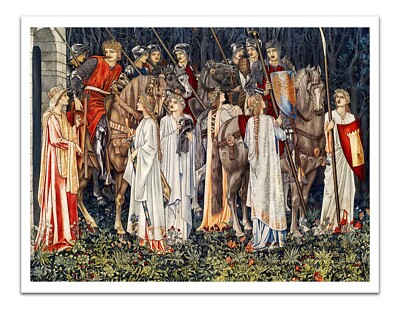 QUEST FOR THE HOLY GRAIL Edward Burne Jones (1895) Vintage Painting 17x22'' Print