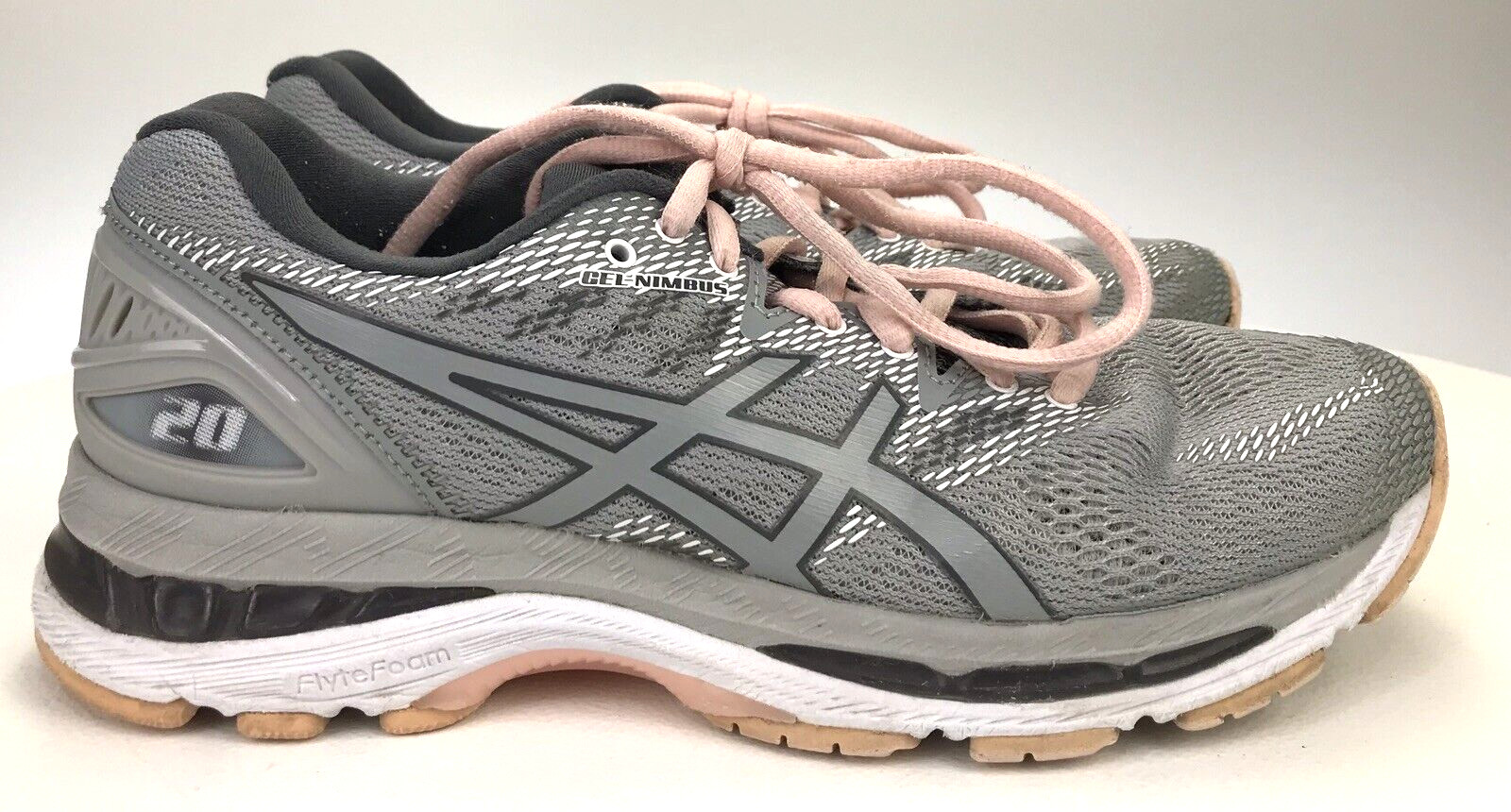 Women's 38 ASICS GEL-Nimbus 20 Running Shoes Pink Silver Grey