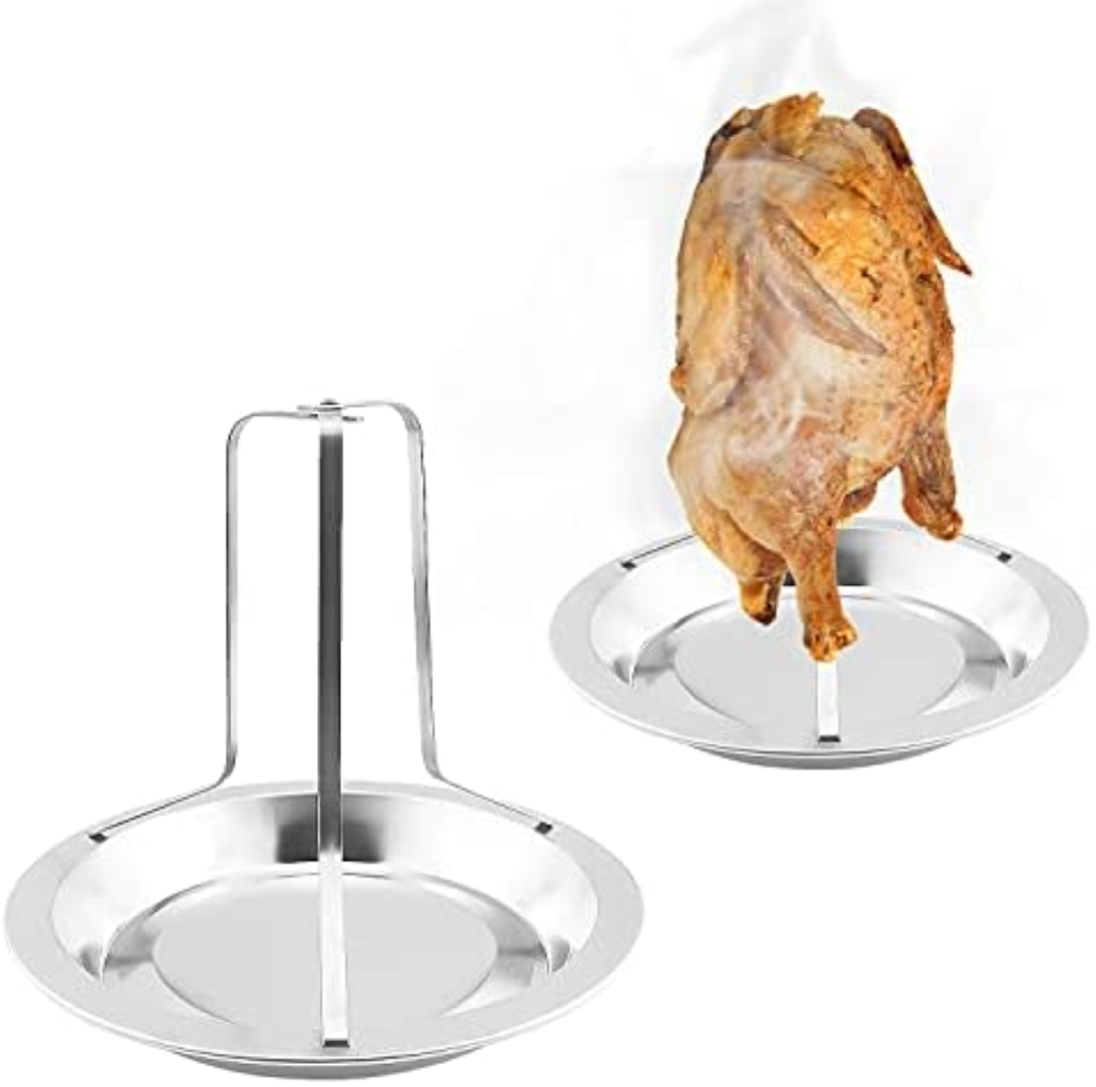 2 Pezzi Roaster Rack Verticale Acciaio Inox Arrosto di Pollo in Supporto Griglia