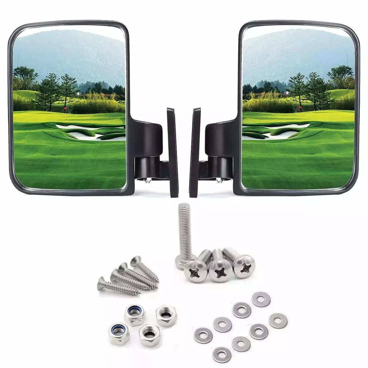 Set of 2- -Universal Golf Cart Side Mirrors For Club Car EZGO Yamaha Golf Cart