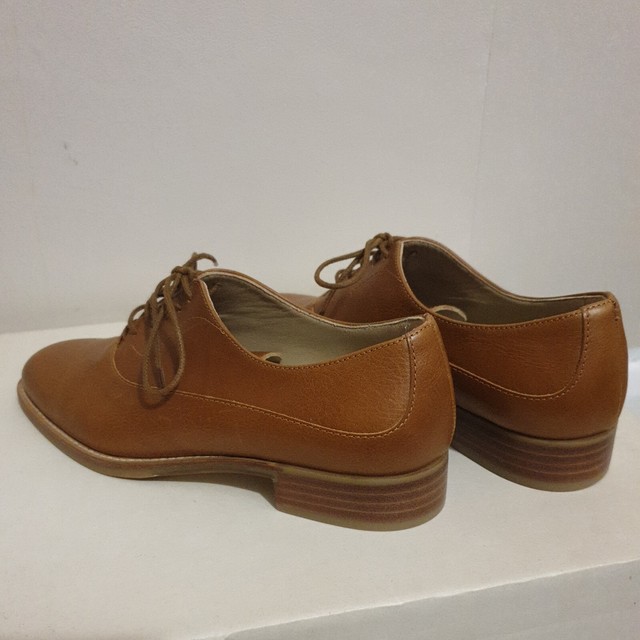 HOBBS Ladies Light Tan Leather Round Toe Lace Up Faye Oxford Shoes UK3