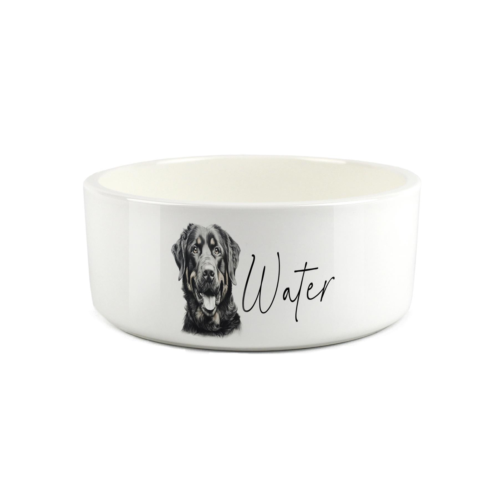 Rottweiler Pet Water Bowl - Ceramic Sketch Dog Water Dish Gifts