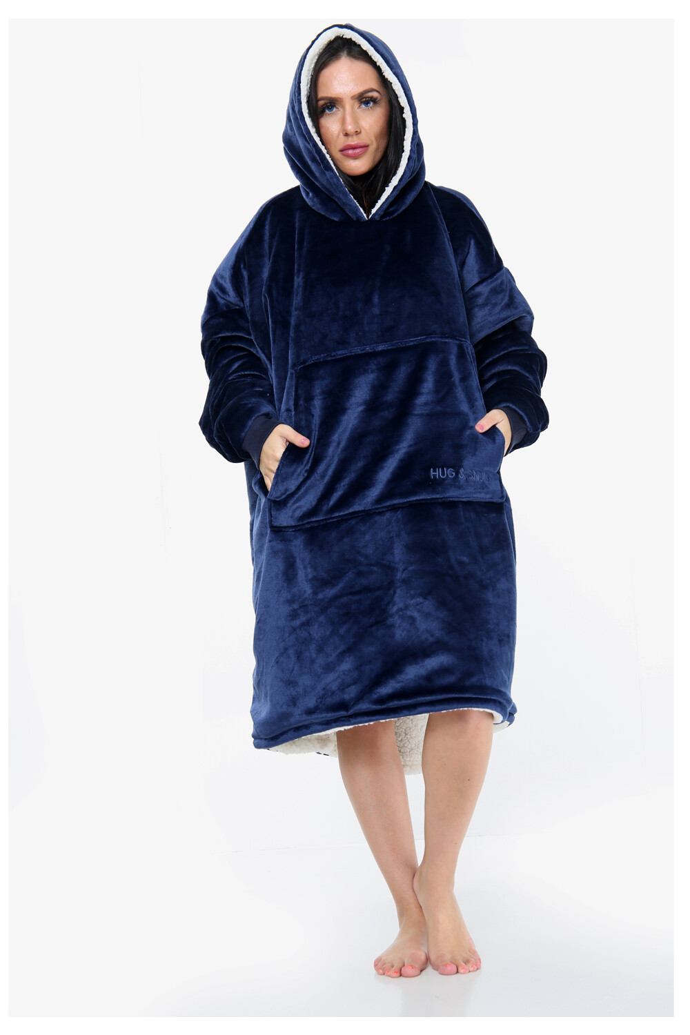 Oversized Fleece Hoodie Fluffy Warm Sherpa Giant Snuggle Hooded Blanket