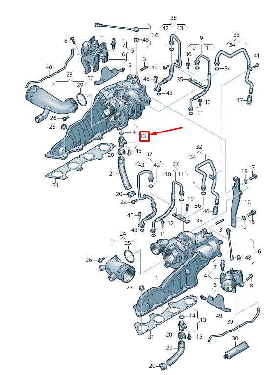 Adaptateur de conduite d'huile pour turbocompresseur Audi A6 Avant C7 079145748B