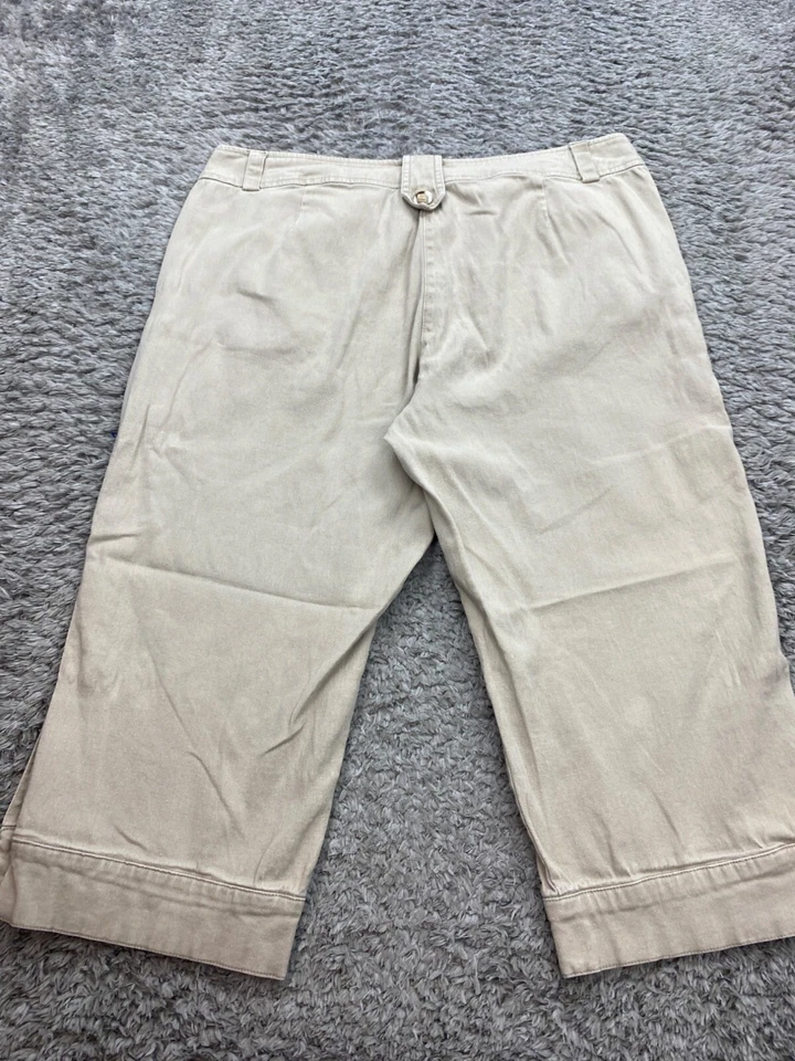 Pantalones SANDRO Mujer 12 Beige Caqui Sarga Pierna Ancha Relajado Western Capri De Colección Y2K Foto 2 de 4