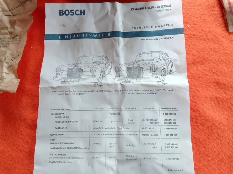 Faros antiniebla Bosch Mercedes Benz w110 190c 190dc NUEVO Foto 3 de 4