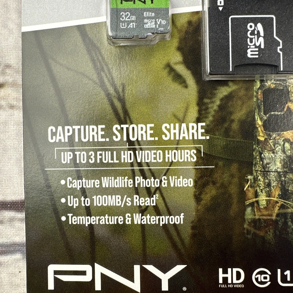 PNY 32GB Elite Trail Camera Deer Hunting MicroSDHC Card W/ SD Card Adapter New - Image 3 of 4