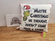 New The Grinch 18  Throw Pillow "Christmas Doesn't Come from Store" Glitter