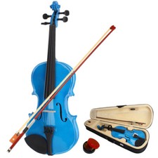 4/4 Full Size Basswood Acoustic Violin Fiddle with Case Bow Rosin Kit Dark Blue