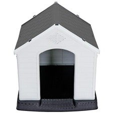 Indoor Outdoor Dog House Pet Shelter Gray Waterproof Doghouse w/Air Vents 28"H