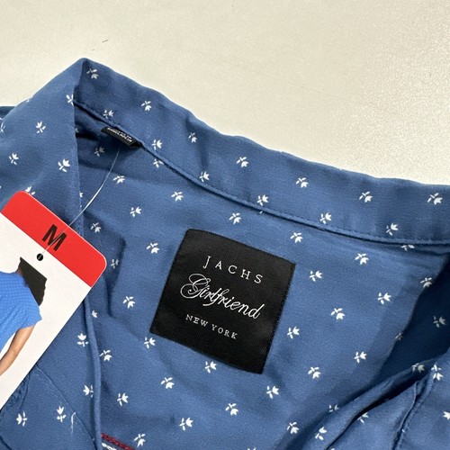 JACHS Girlfriend Women Short Sleeve Blue Tulip Printed Blouse Medium NEW Medium - Picture 6 of 15