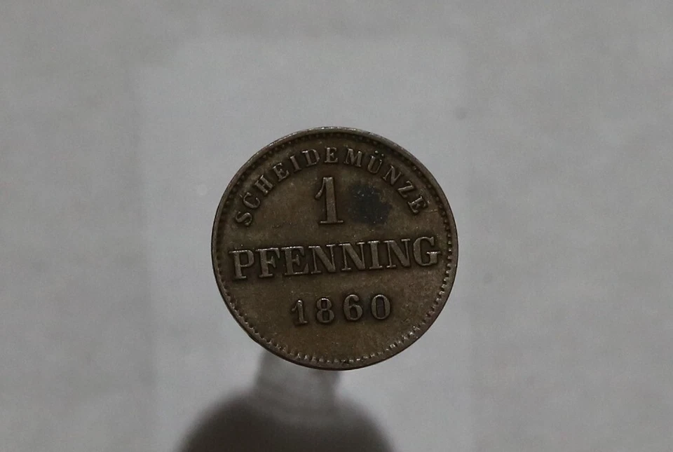 🧭 GERMANY BAVARIA 1 PFENNIG 1860 SHARP DETAILS B50 #K6699 - Image 2 of 2