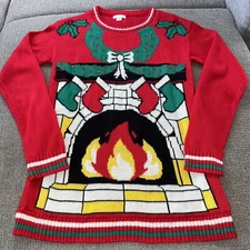 Xhilaration ugly Christmas sweater womens size small grandma core pullover