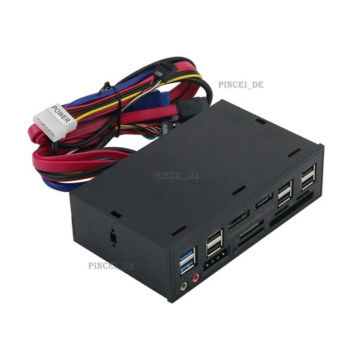 5.25" Pc Front Panel Dashboard Media Usb 3.0 Hub Audio Esata Sata Card Reader - Picture 5 of 9