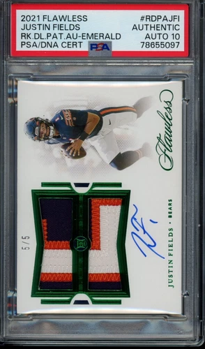 2021 Flawless RDPAJFI Justin Fields Rookie Dual Patch PSA 10 Auto Emerald /5 RPA