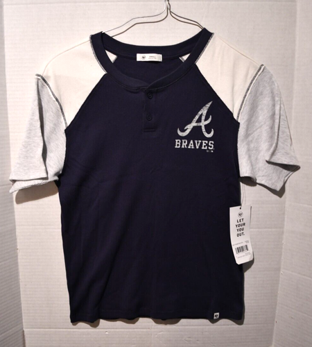‘47 Brand Atlanta Braves Womens Navy Underline Harvey Henley Sz Small N W Tag - 第 1/5 張圖片