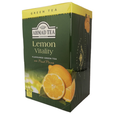 Ahmad Grüner Tee Lemon Vitality 20 Folien Teebeutel Grüntee London pure Tea