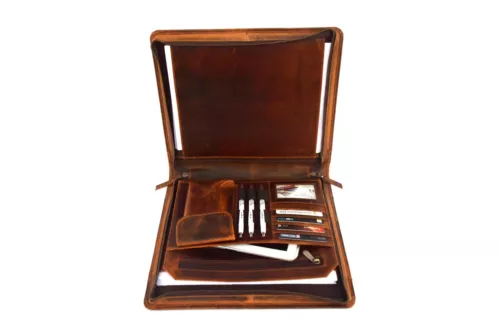 Portfolio Padfolio A4 Folder Buffalo Leather Business Executive Organizer Case