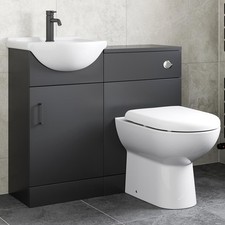Bathroom Vanity Toilet Storage Laundry Combination Unit Basin Sink Modern Black