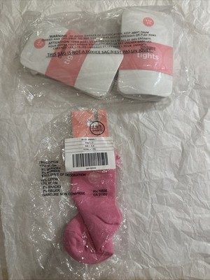 Two (2) Pair Of White Tights & One (1) Pair Of Pink Socks Gymboree Sz 3-4 Years