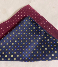 100 Silk Pocket Square Pair Pochette Handkerchief Burgundy Navy Made in Italy