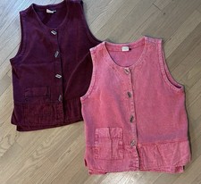 VTG Cottage Core Boho Hippy Vests Lot Of 3 Medium Focus Pink Burgundy