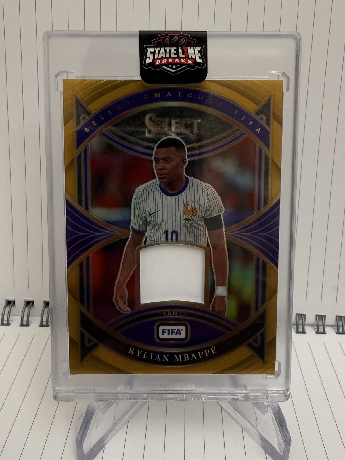 2024-25 Panini Select FIFA Select Swatches Kylian Mbappe #SW-KM Gold Prizm /10 view 3