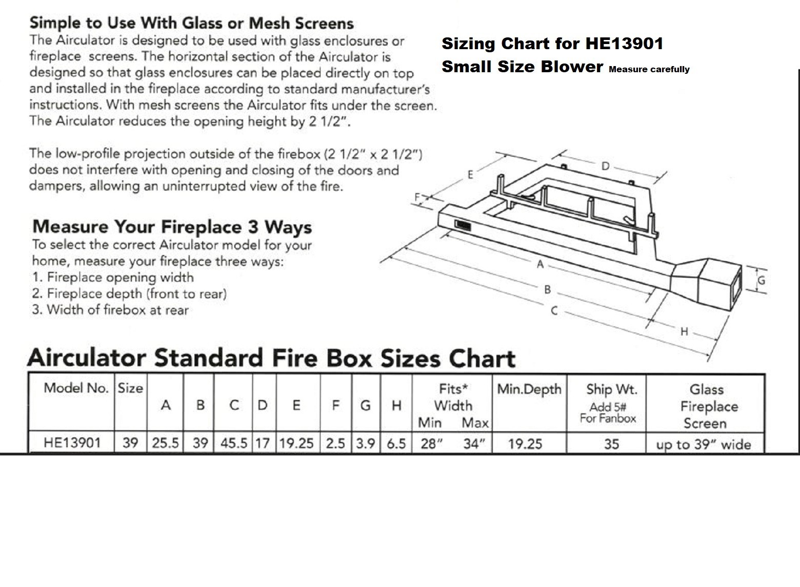 Airculator Masonry Wood Fireplace Blower Heat Exchanger Add 20K Btu's HE13901