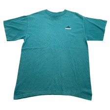Vintage Adidas Green Logo T-Shirt Mens Medium Made in USA 90s Embroidered Tee