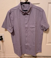 VRST Refined Knit Button Down Shirt Men's Large Purple Stone NWT