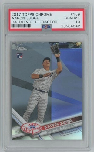 2017 Topps Chrome Catching Refractor Aaron Judge Rookie PSA 10 Yankees #169 A69
