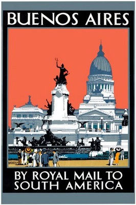 Buenos Aries Brazil To South America Vintage Travel Poster Print