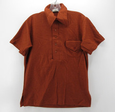 VINTAGE King Louie Polo Shirt Men Small Orange Bowling 70s Rockabilly USA Boucle