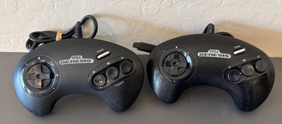 Lot of 2 OEM Sega Genesis Controller 3-Button Black Official MK-1650