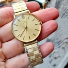 RARE Vintage Men's Timex Deco Watch Wristwatch Gold Tone Round Collectible LOOK