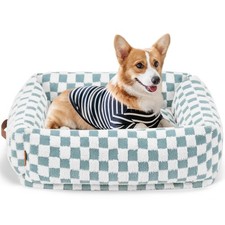 Cute Dog Bed for Small Medium Dogs - Washable Rectangle Pet Bed with Removabl...