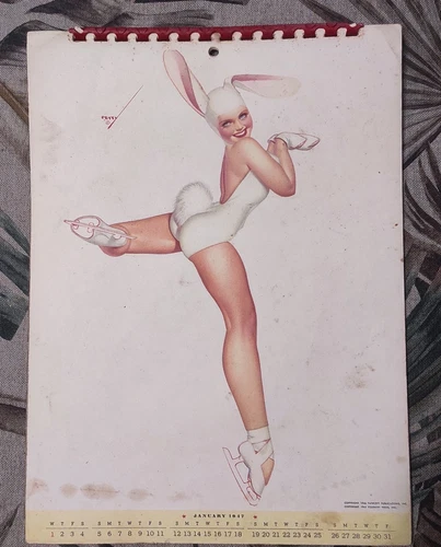 USA pin-up calendar GEORGE PETTY 1947 COMPLETE - FAWCETT calendar girl pinup